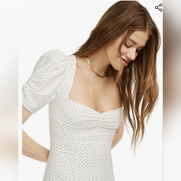 Danielle Bernstein Polka Dot Puff Sleeves Slip Dress! Size 8. - Picture 2 of 11